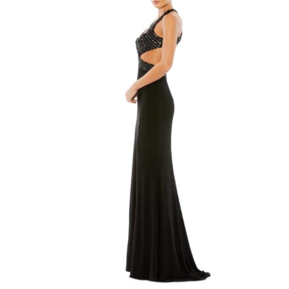 Mac Duggal Black Maxi Dress with Silver Accents - Picture 2 of 6
